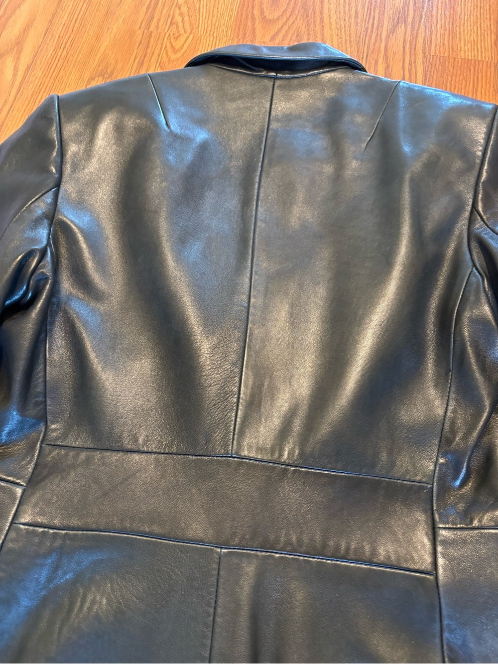 Express Dark Green Leather Longline Trench Coat - Picture 13 of 14
